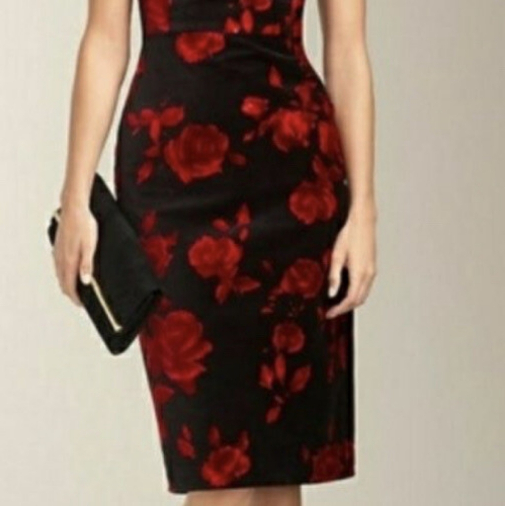 🖤🌹 Talbots 100% Cotton Velvet Pencil Skirt w/ Rose Motif, 6 (8)